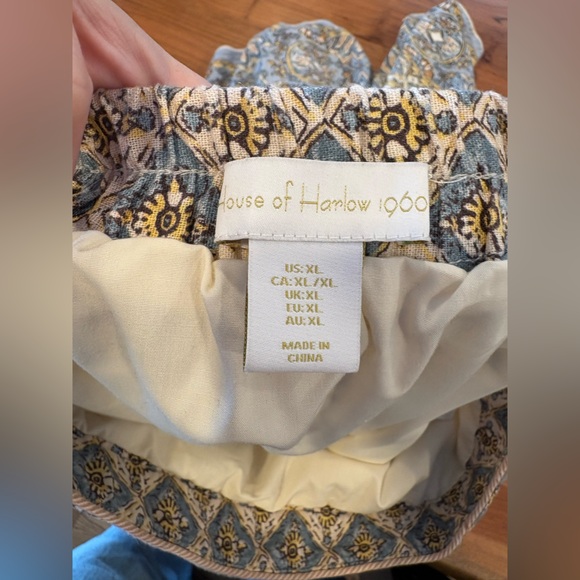 House of Harlow 1960 Floral Linen Blend Midi Skirt | Boho Cottagecore Patchwork - Picture 3 of 5